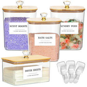 Dounozzi clear laundry pods container shows contents at a glance for easy monitoring.