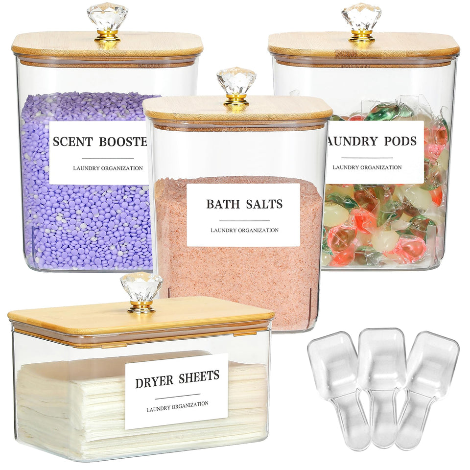 Dounozzi clear laundry pods container shows contents at a glance for easy monitoring.