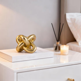 DOVDOV Geometric Knot Decor on shelf brings contemporary charm.
