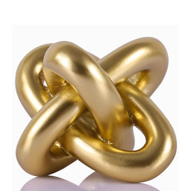 DOVDOV Golden Knot Statue trio enhances rustic decor with modern flair.