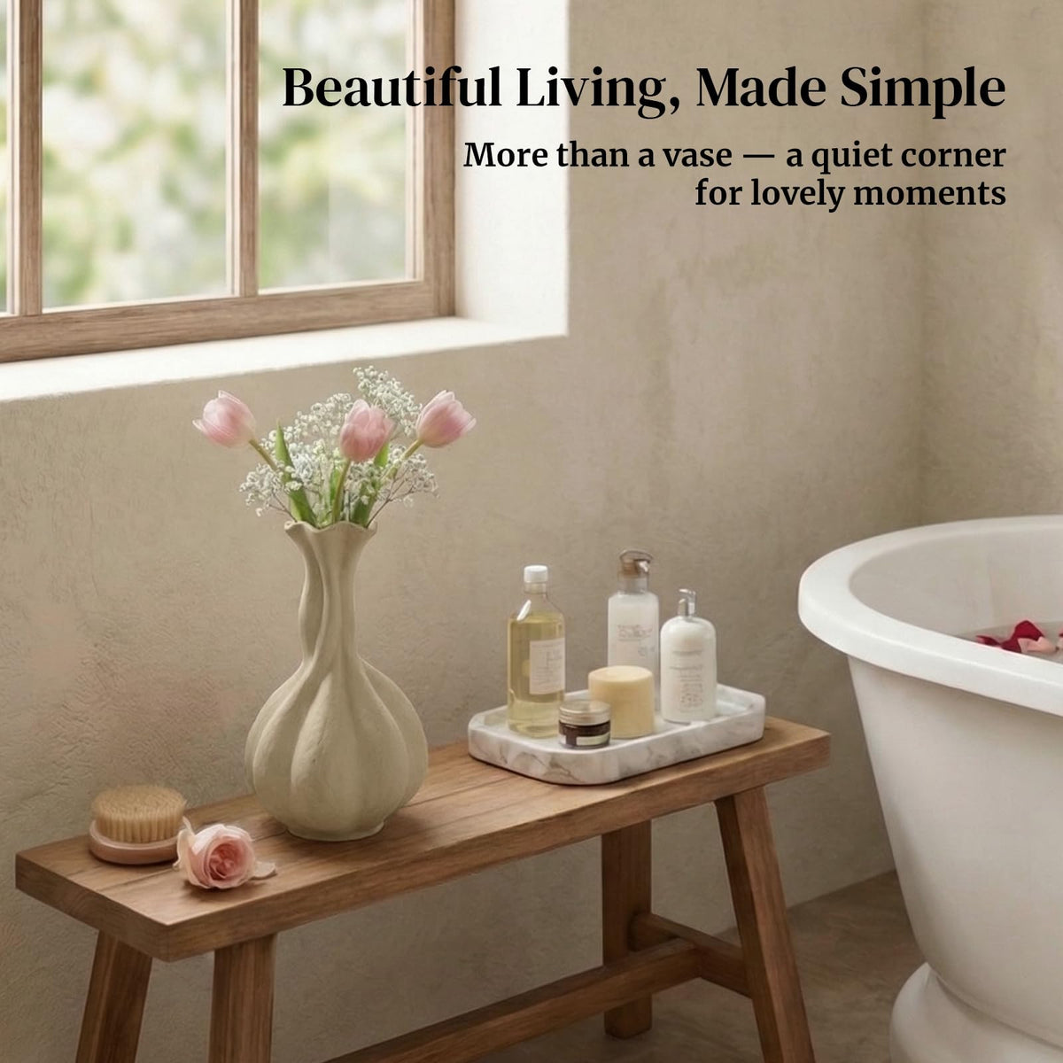 DOWAN durable stone-inspired ceramic vase for daily use