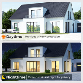 Dowell window privacy film heat control reflects sunlight to help maintain comfortable indoor temperatures.