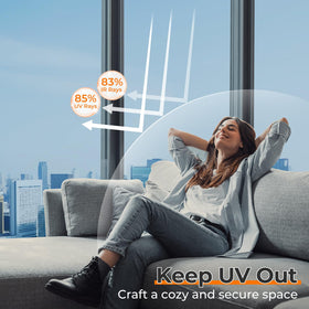 Dowell window privacy film UV protection reduces sun exposure while keeping views clear from inside.