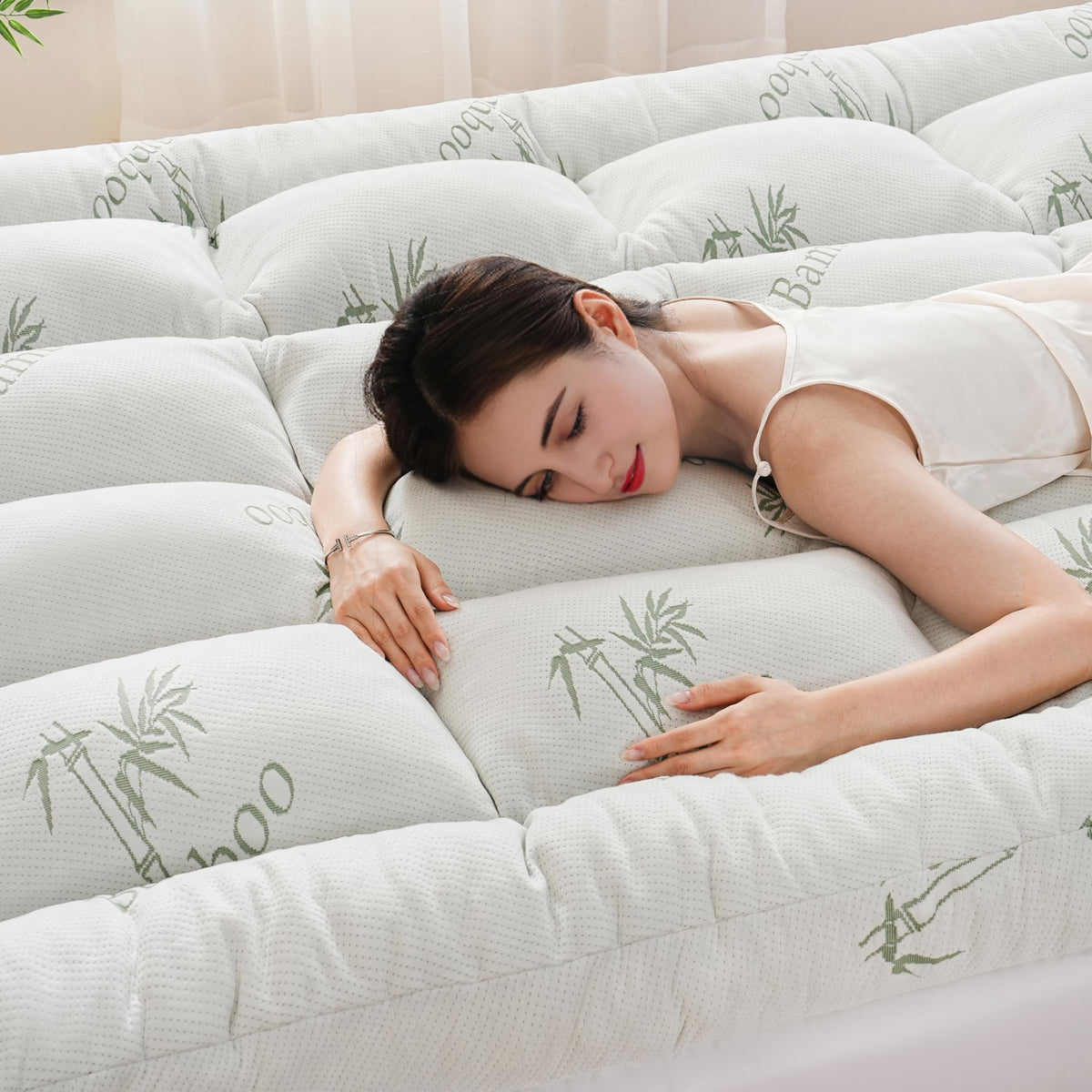 DOWNCOOL 3in king mattress topper with cooling memory foam for cooler nights