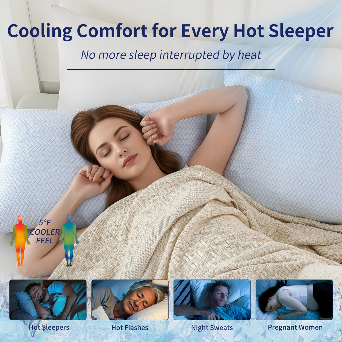 DOWNCOOL adjustable height pillow lets you customize firmness for sleeping style.