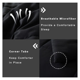 Downcool all-season queen comforter showcases versatile warmth and style in black.