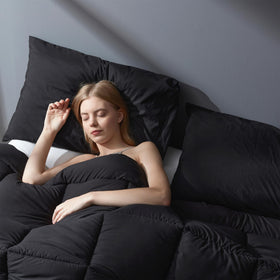 Downcool black bedding set offers a simple, stylish bedroom look