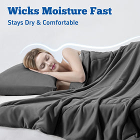 Breathable fabric weave from DOWNCOOL provides moisture-wicking comfort through the night.