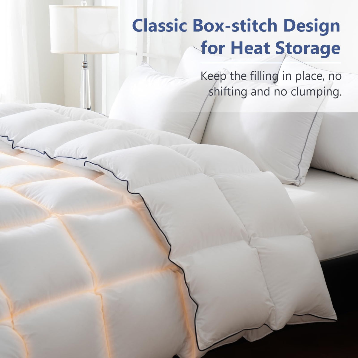 Close-up of Downcool 100% cotton shell; soft and breathable.