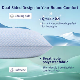 DOWNCOOL dual-side cover pillow with cooling and soft textures for year-round comfort.