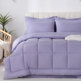 DOWNCOOL full-size comforter set square stitching detail for even filling.