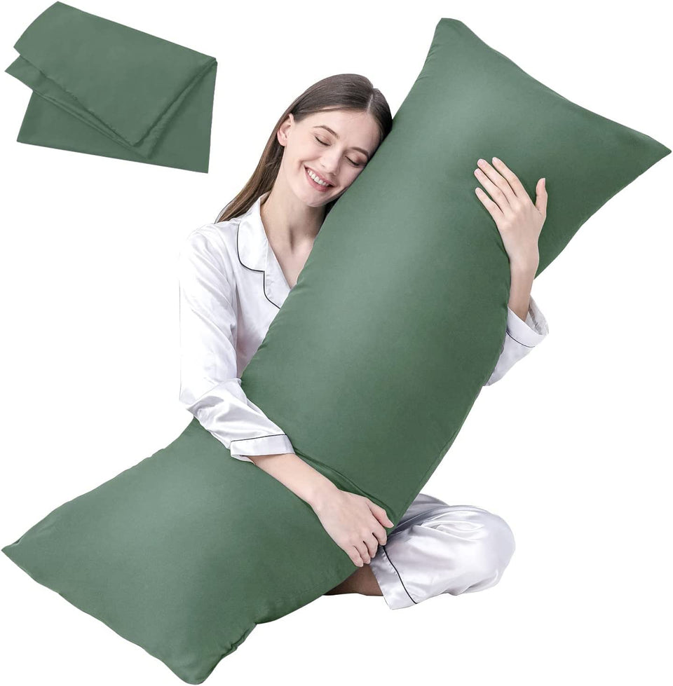 DOWNCOOL luxury full body pillow 20x54 in sage green for all-night comfort