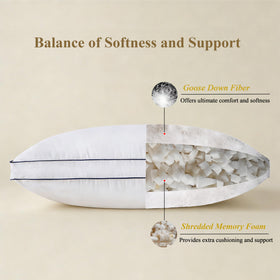 DOWNCOOL high-density memory foam with goose down fiber maintains fluff