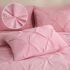 Downcool pink king size bed-in-a-bag creates a complete, coordinated bedroom setup.