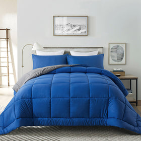 Downcool queen comforter set soft microfiber fabric for breathable all-season sleep