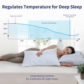 DOWNCOOL shredded memory foam fill provides firm, responsive neck support.
