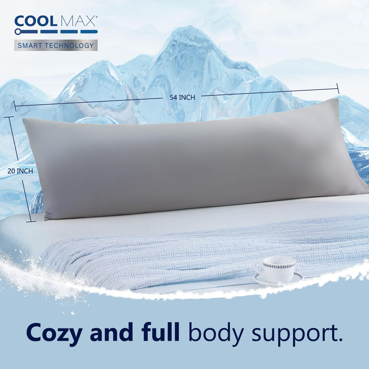 DOWNCOOL microfiber fill delivers soft, resilient neck and back support.