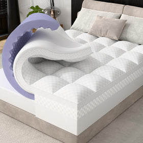 Downluxe 4in queen topper with egg-crate memory foam delivers cooling support for restful nights.