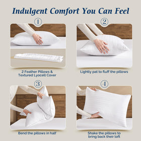 Downluxe double-layer fabric reduces feather poke during the night.