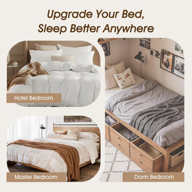 downluxe hotel collection pillow setup evokes premium bedding at home.