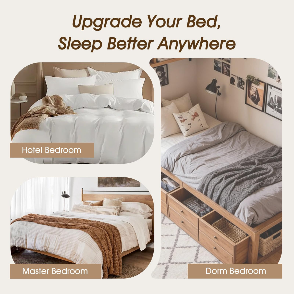 Downluxe pillows on bed in lifestyle shot