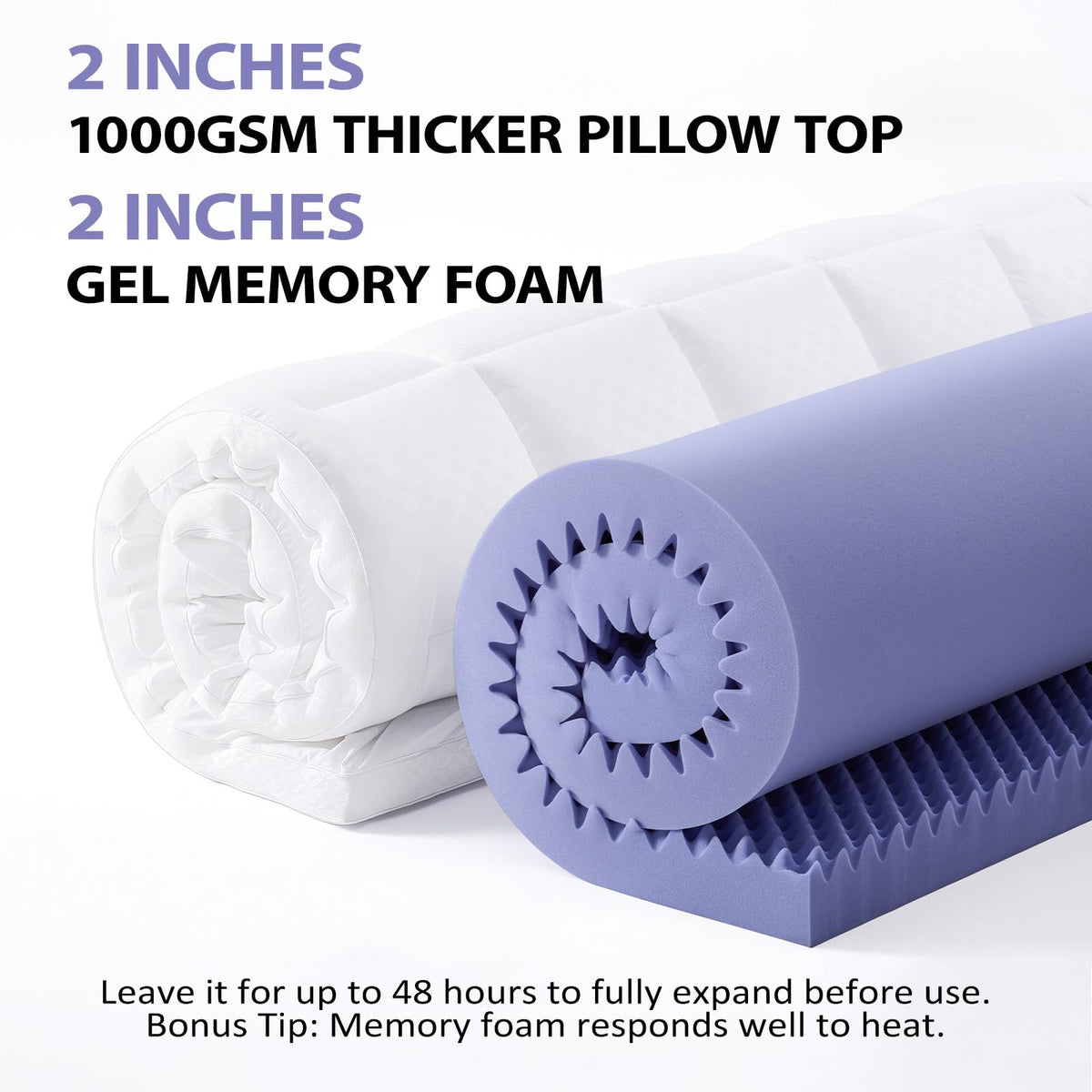 Downluxe universal-fit topper fits up to 21 inches with four corner straps.