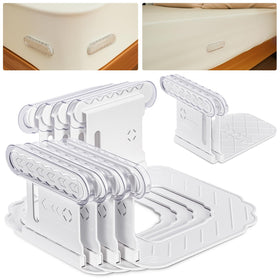Downoop bed lock sheet holder in use keeps sheets securely in place on bed