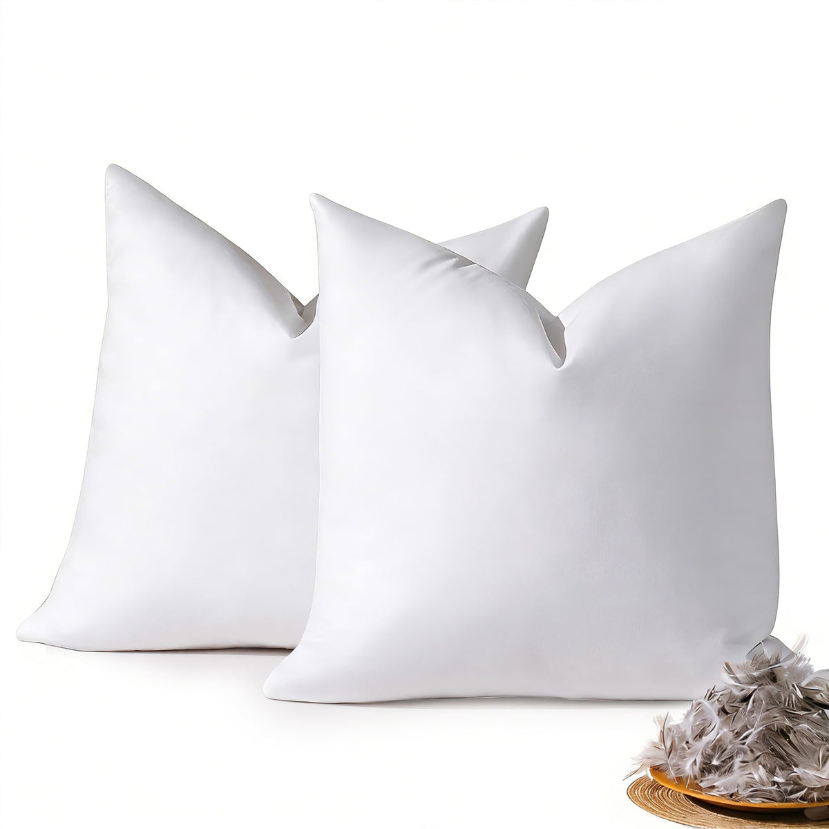 Downstoria 24x24 pillow inserts in a set for bed décor and back support.