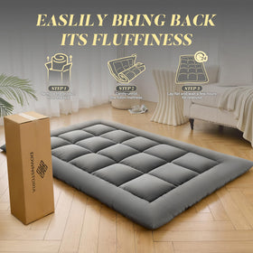 DOWNSTORIA twin-size grey futon mattress fits bedrooms and living spaces.