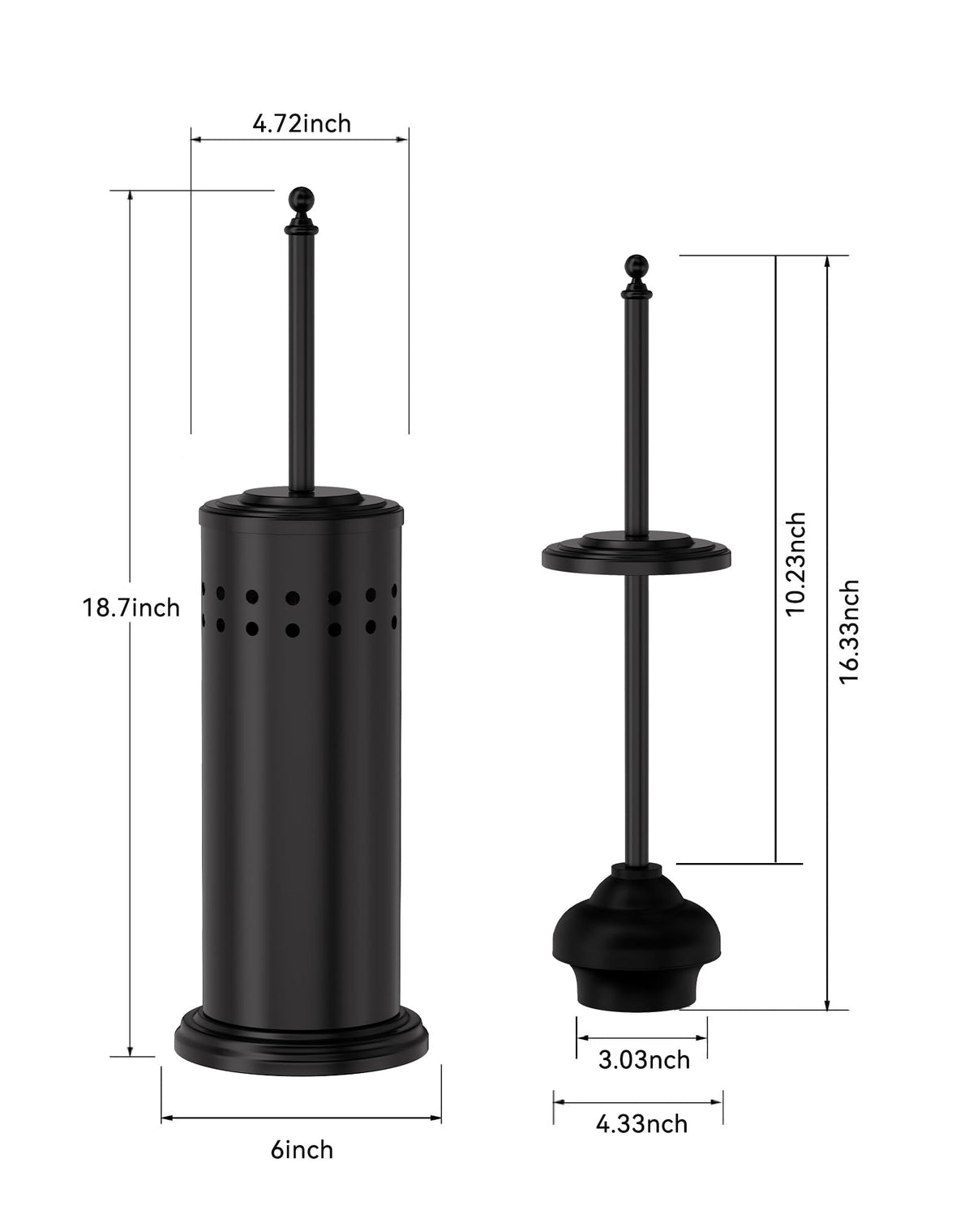 Elegant DOWRY toilet plunger design blends with bathroom décor.
