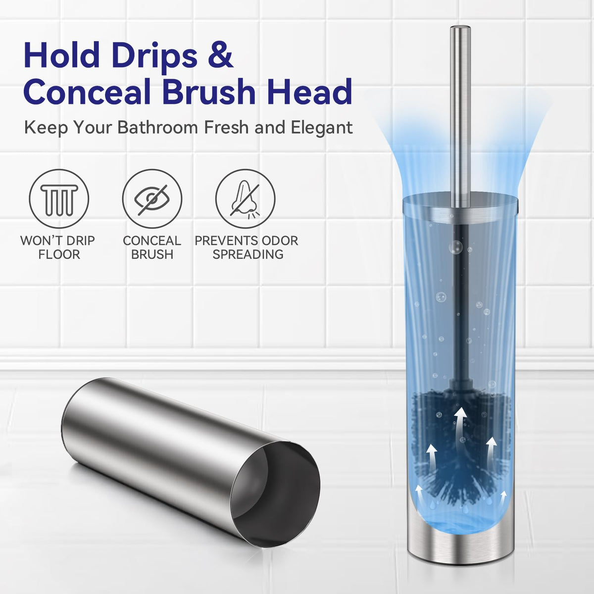 DOWRY compact nickel-brushed holder fits small spaces beautifully