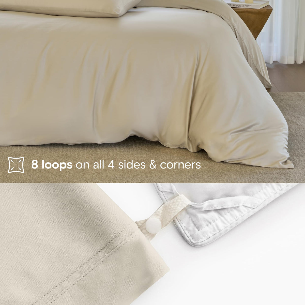 DOZ 8-loops with zipper closure detail for secure duvet fit