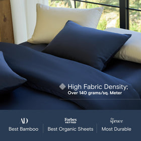16 inch deep pocket fitted sheet from DOZ by SIJO in sapphire