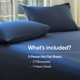 Closeup of DOZ by SIJO sapphire sheets showing buttery-soft viscose weave