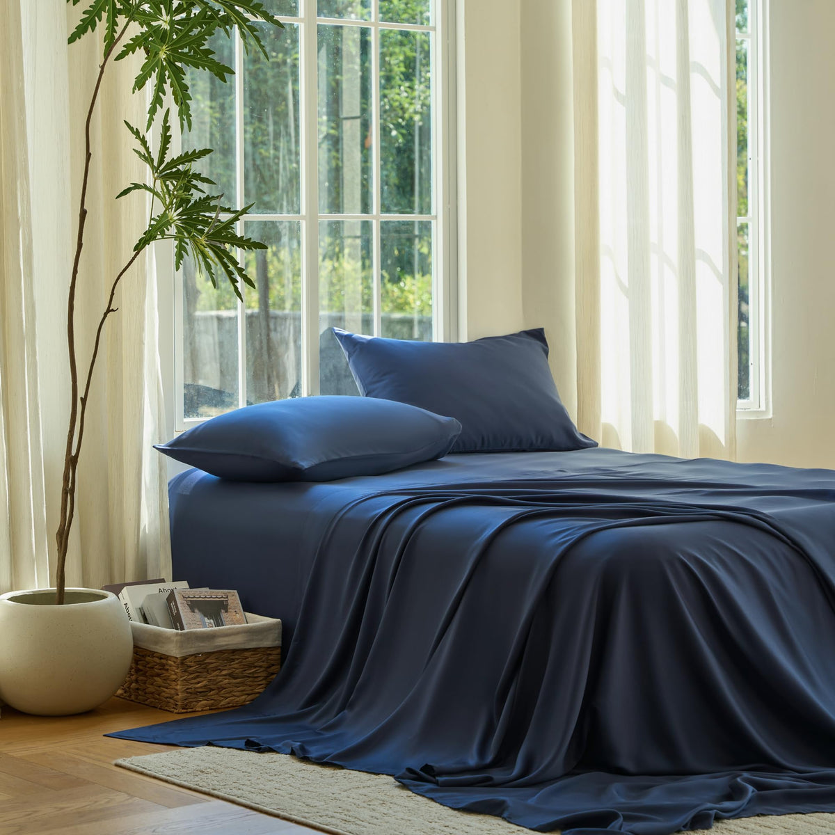 DOZ by SIJO sheet set in sapphire packaging highlights eco-friendly bamboo origin