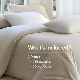 DOZ by SIJO Snow duvet cover fabric close-up highlights silky weave and breathable fibers