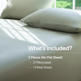 DOZ sheet set draped on bed highlights sateen weave and cooling comfort