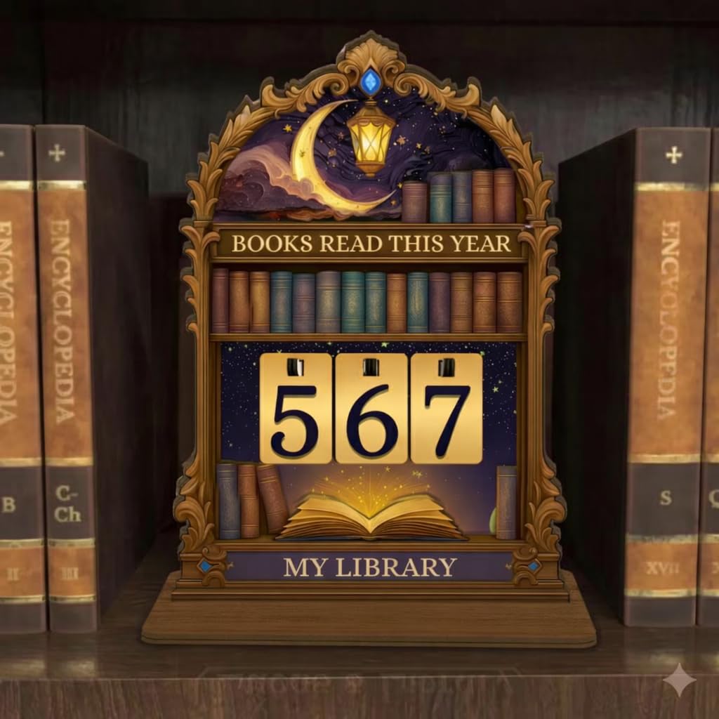 DPDN VN STORE Books Read This Year Counter on a wooden stand, stylish reading tracker for book lovers
