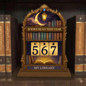DPDN VN STORE Books Read This Year Counter on a wooden stand, stylish reading tracker for book lovers