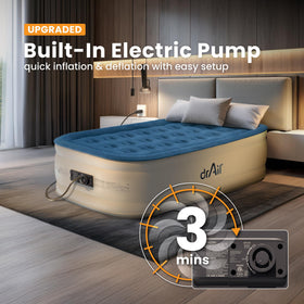 Dr. Air 18-inch raised air mattress for home or camping.
