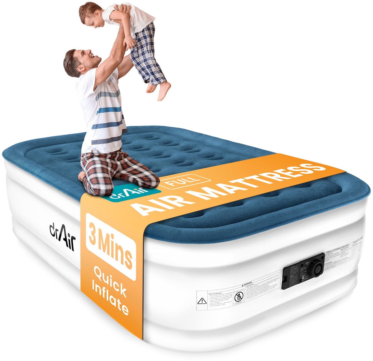 Dr. Air full air mattress with built-in pump for quick setup and guest comfort