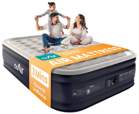 Dr. air Queen mattress with built-in pump for fast, easy setup.