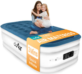Dr. Air Twin mattress with built-in pump for fast, quiet inflation.