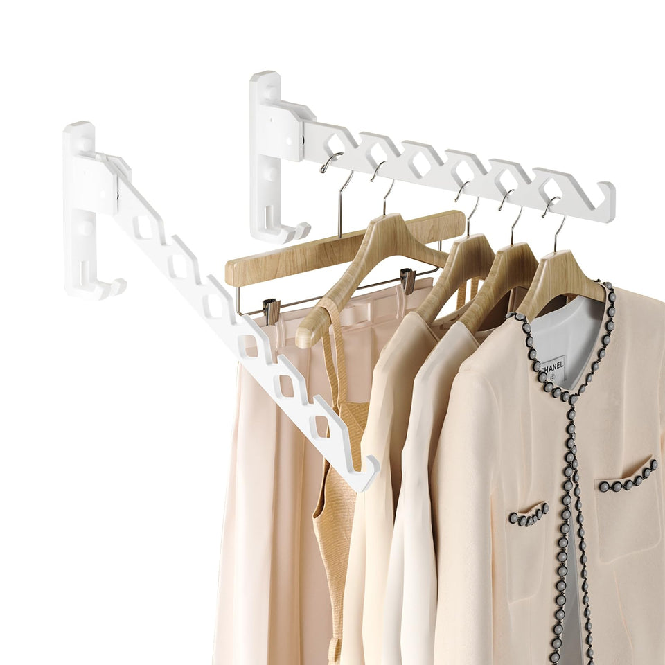 Dr.DJ wall-mount coat hanger white for space-saving closet storage.
