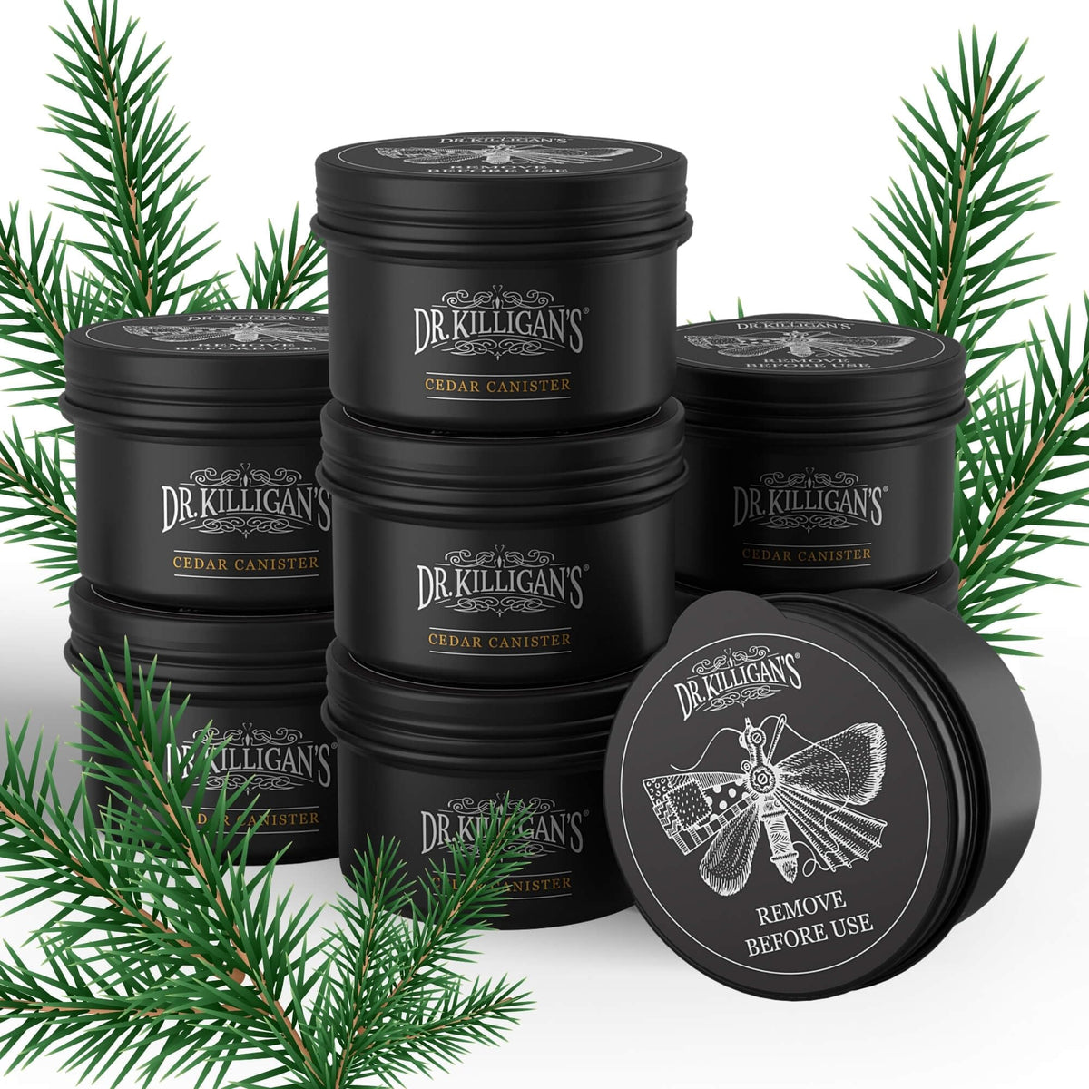Dr. Killigan's cedarwood chip canisters in a closet serve as a natural moth repellent and closet freshener