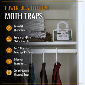 Dr. Killigan's moth traps setup in a closet showing easy placement.