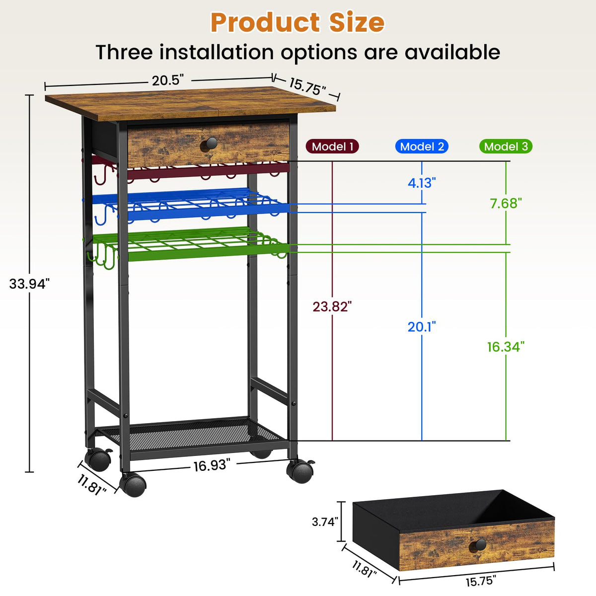Draelibor sturdy particleboard and metal frame ensures long-lasting kitchen storage.