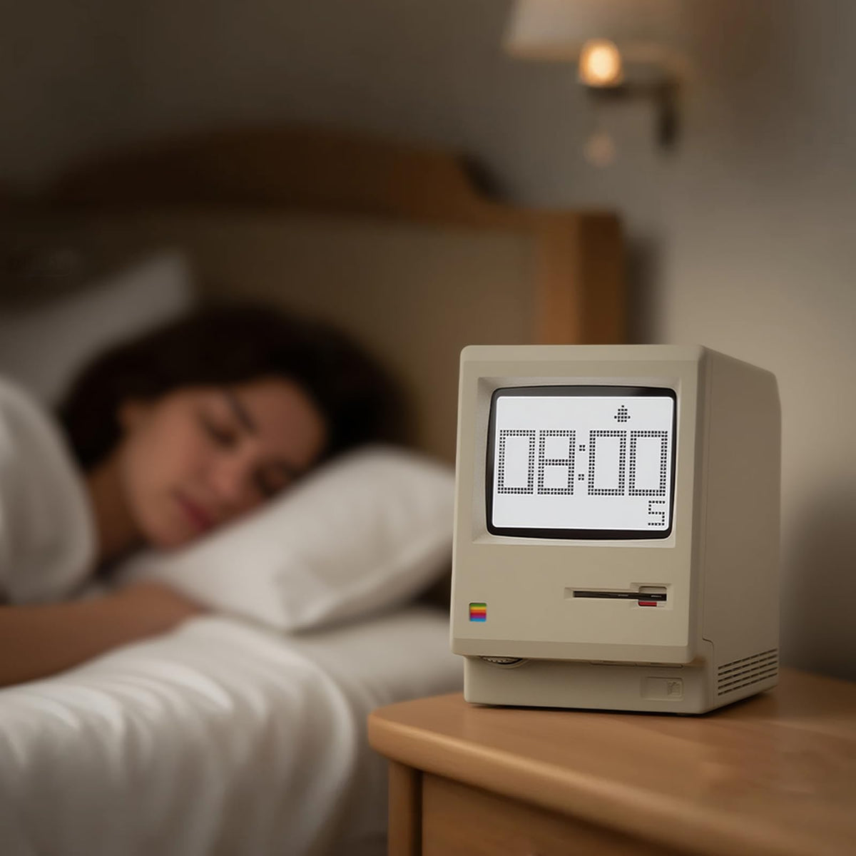 Dralaw Maclock ivory case offers compact desk-friendly design.