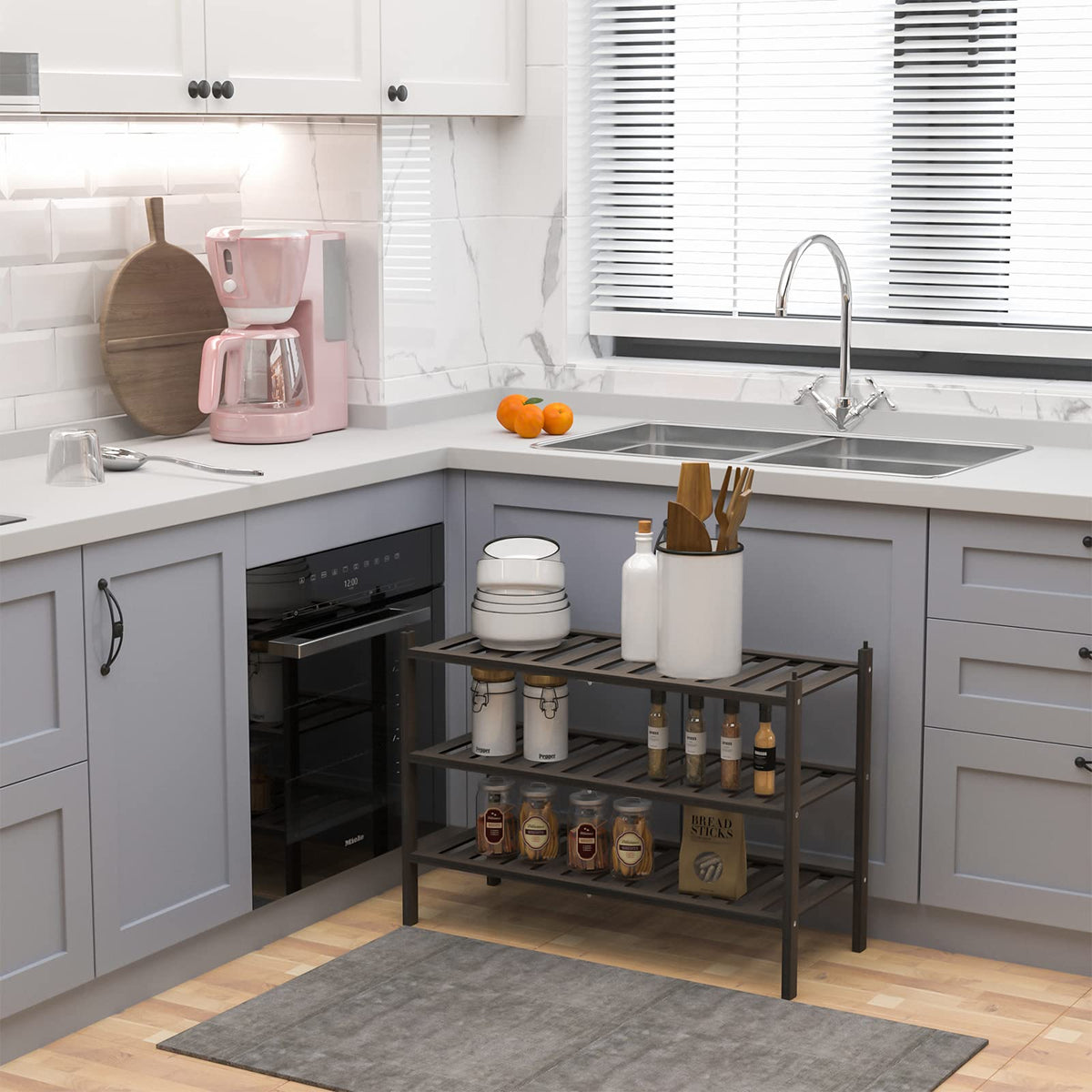 Dranixly 3-tier rack offers durable daily use with sturdy panels.