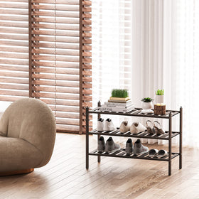 Dranixly mocha bamboo shelf doubles as bathroom organizer.